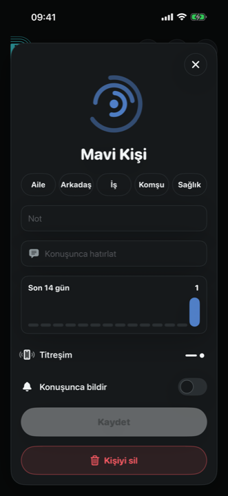 Recogny kişi kartı